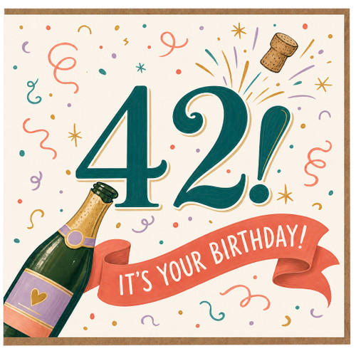 42nd Birthday Card, It's Your Birthday Champagne Celebration Card