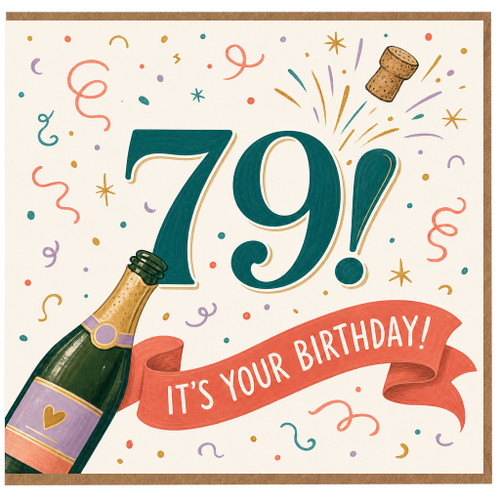79th Birthday Card, Festive Champagne Celebration Card