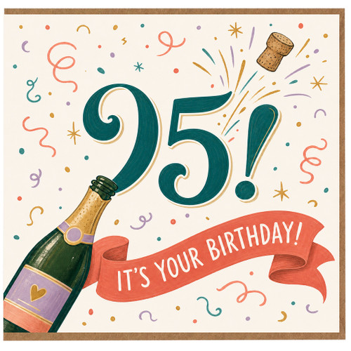95th Birthday Card, Champagne Celebration Card, It’s Your Birthday
