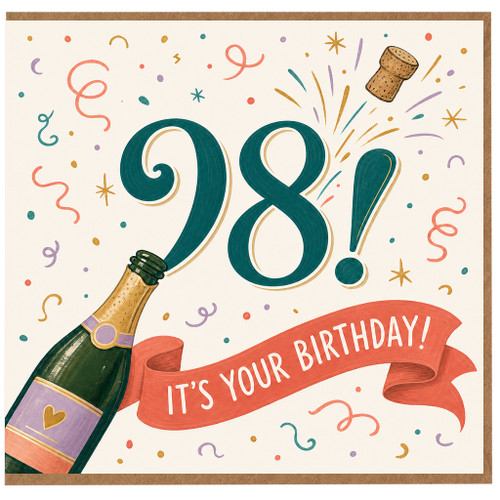 98th Birthday Card, It’s Your Birthday Champagne Celebration Card