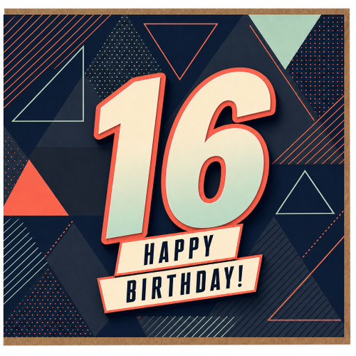 16th Birthday Card, Happy Birthday Geometric Design