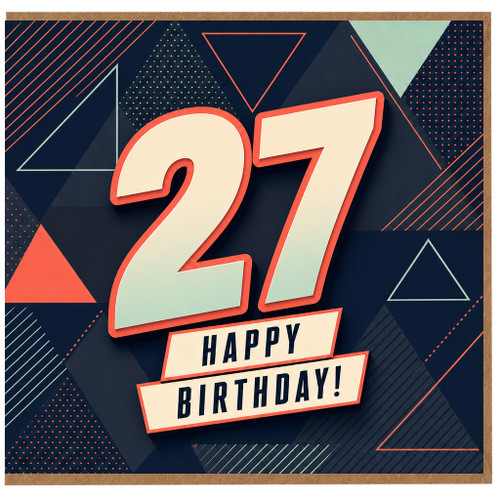 27th Birthday Card, Happy Birthday Card for 27 Year Old