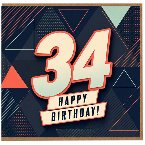 34th Birthday Card, Happy 34th Birthday Card