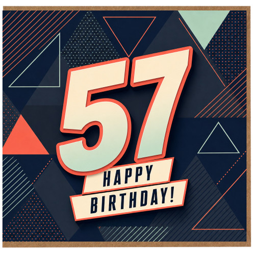 57th Birthday Card, Happy Birthday 57, Geometric Age 57 Birthday Card