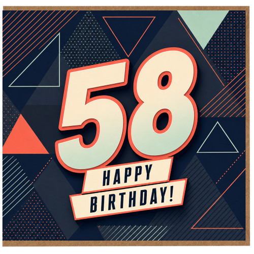 58th Birthday Card, Happy Birthday Geometric Number Card
