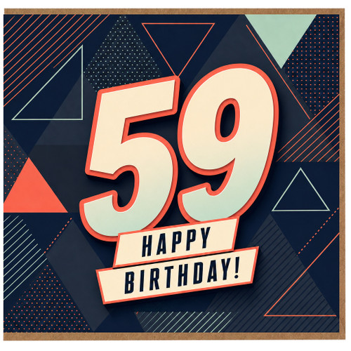 59th Birthday Card, Happy Birthday Geometric Number 59 Card