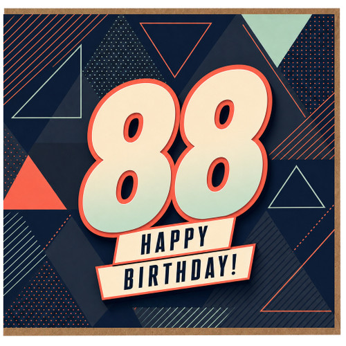 88th Birthday Card, Happy Birthday Geometric Number 88 Card