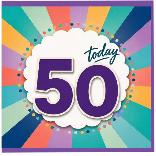50th Birthday Card, Colourful Today 50 Design