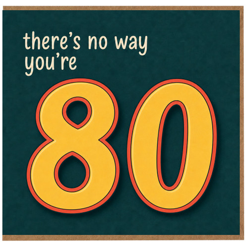 80th Birthday Card, Funny There's No Way You're 80 Card