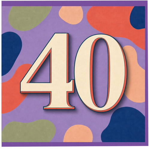 40th Birthday Card, Bold Number 40 Celebration Card