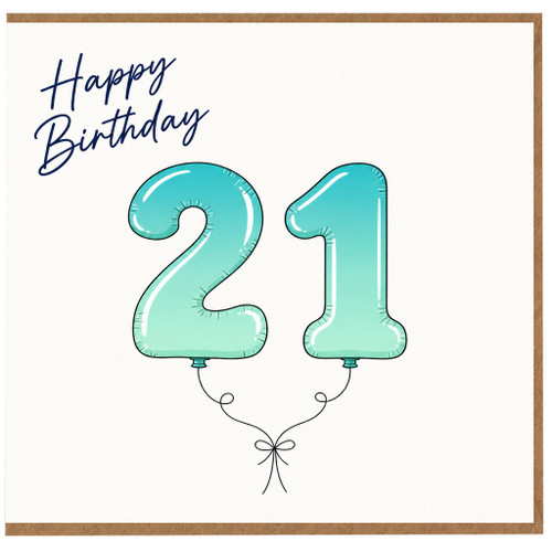 21st Birthday Card, Happy Birthday Balloon Design