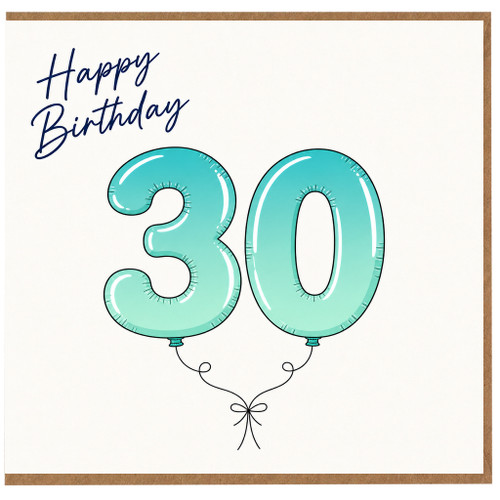 30th Birthday Card, Happy Birthday 30 Balloon Design Card