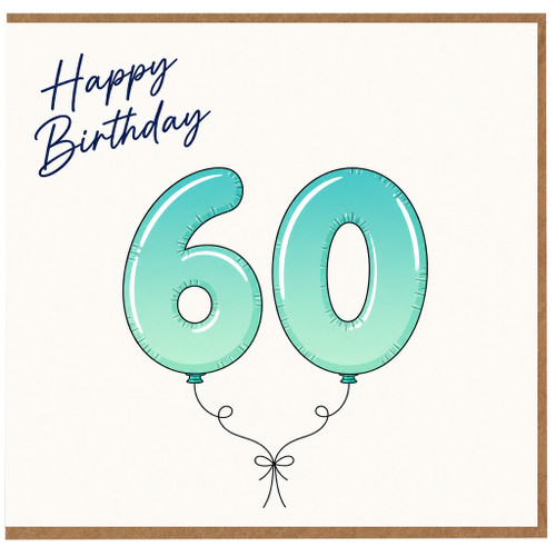 60th Birthday Card, Happy Birthday Balloon Design Card