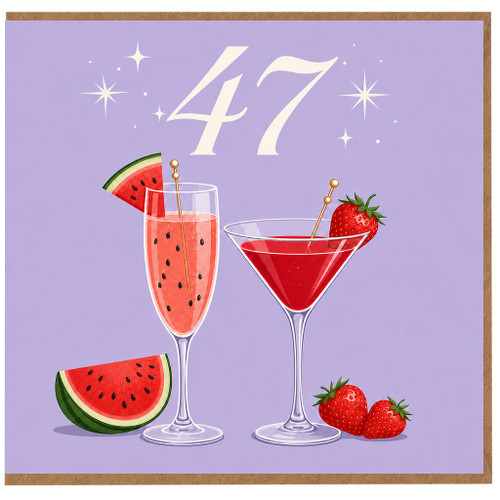 47th Birthday Card, Fruit Cocktail Celebration Card