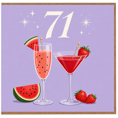 71st Birthday Card, Cocktail and Fruit Design