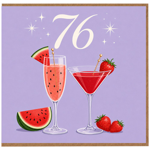76th Birthday Card, with Fruit Cocktail Design