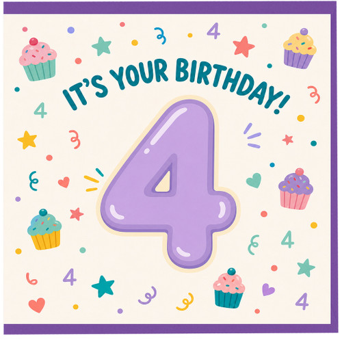 4th Birthday Card, It's Your Birthday Card