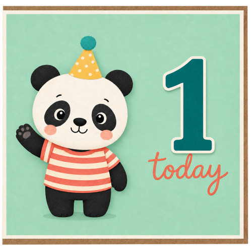 1st Birthday Card, Cute Panda 1 Today Card
