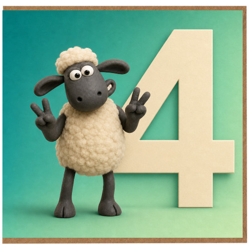 4th Birthday Card, Cute Sheep Design