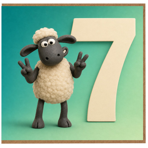 7th Birthday Card, Cute Sheep Number 7 Card