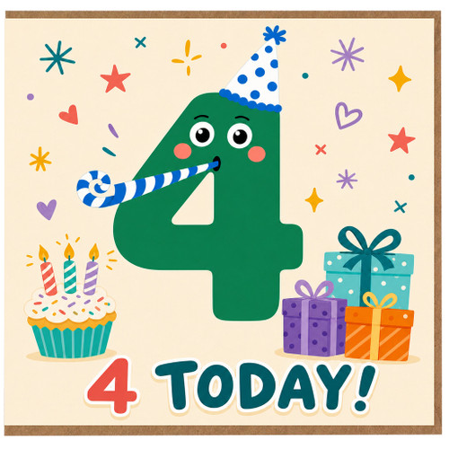 4th Birthday Card, 4 Today Birthday Card