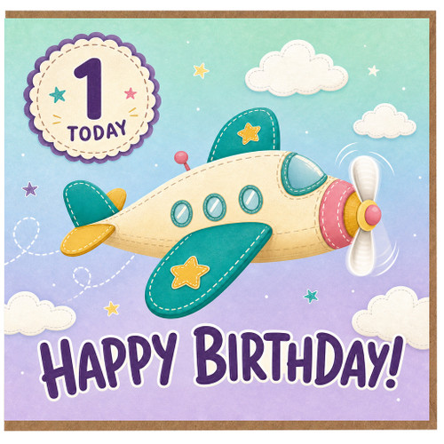 1st Birthday Card, Happy Birthday Airplane Design