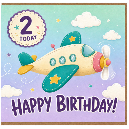 2nd Birthday Card, Happy Birthday Airplane Card