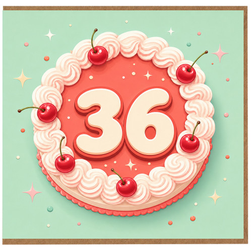 36th Birthday Card, Birthday Cake Design