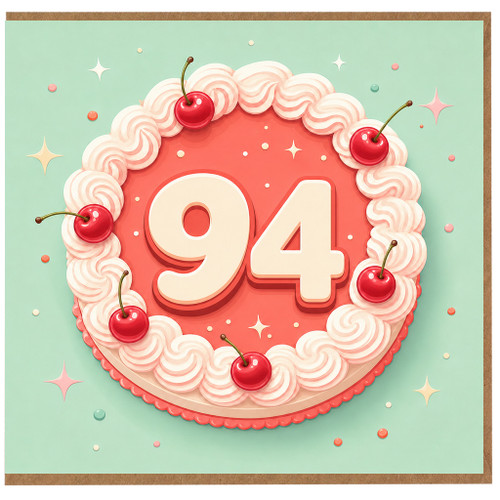 94th Birthday Card, Cherry Cake Design