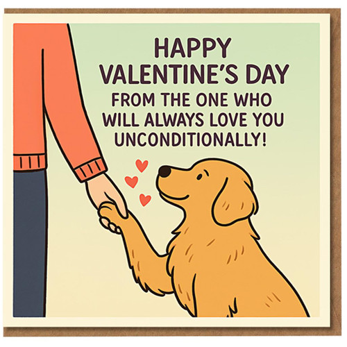 Cute Dog Valentine’s Day Card - From the One Who Will Always Love You Unconditionally - Romantic Card for Pet Lovers, Partner, Husband, Wife, Boyfriend or Girlfriend