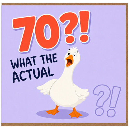 70th Birthday Card, Funny What The Actual Goose Surprise Card