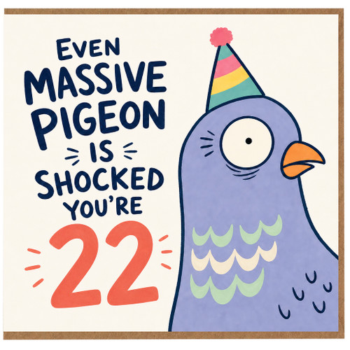 22nd Birthday Card, Funny Pigeon Party Card