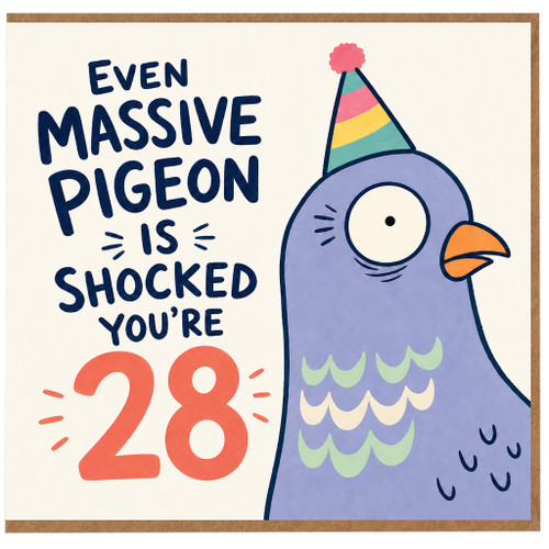 28th Birthday Card, Funny Pigeon Card