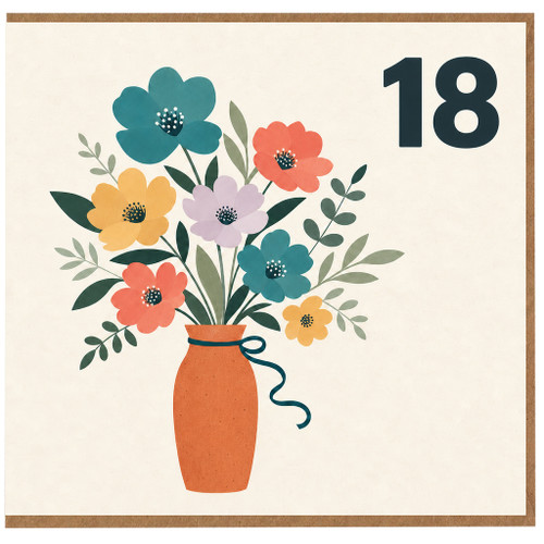 18th Birthday Card, Floral Bouquet Design