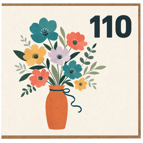 110th Birthday Card, Colourful Floral Bouquet Card