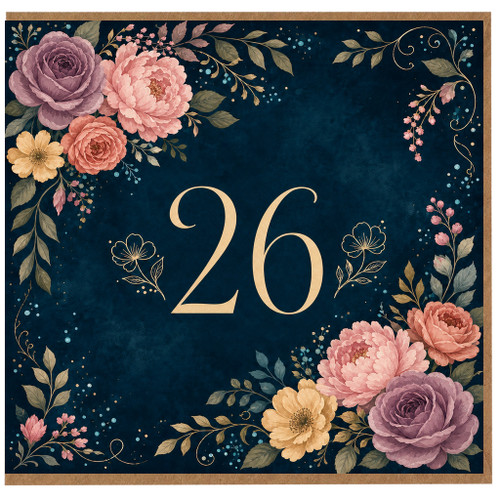 26th Birthday Card, Elegant Floral 26 Birthday Card