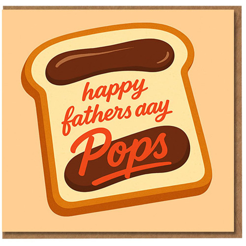 Funny Father's Day Card for Dad Pops - Sausage on Toast Food Pun - Happy Fathers Day Pops