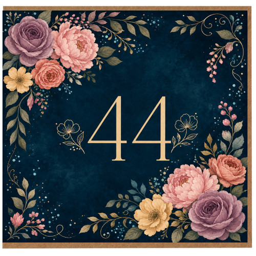 44th Birthday Card, Floral Age 44 Card