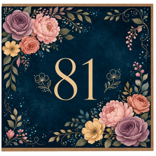 81st Birthday Card, Elegant Floral Age 81 Birthday Card
