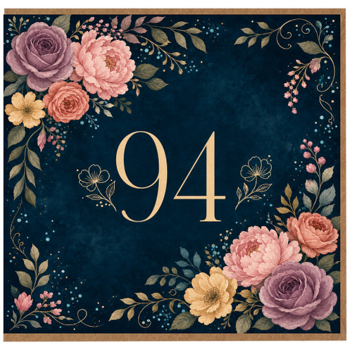 94th Birthday Card, Floral Age 94 Greeting Card