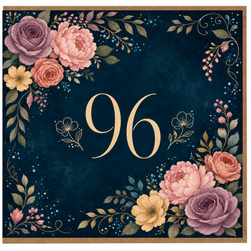 96th Birthday Card, Floral 96 Birthday Card