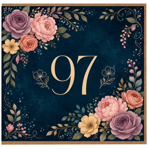 97th Birthday Card, Floral 97 Birthday Card