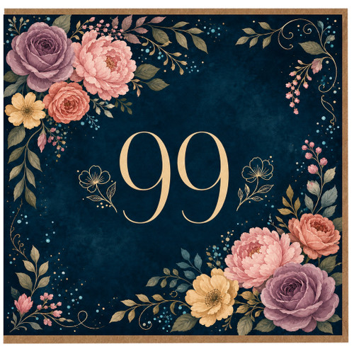 99th Birthday Card, Floral 99 Birthday Card