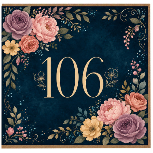106th Birthday Card, Floral Birthday Card