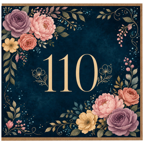 110th Birthday Card, Elegant Floral Number 110 Birthday Card