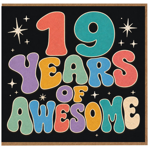 19th Birthday Card, 19 Years of Awesome Retro Typography Card