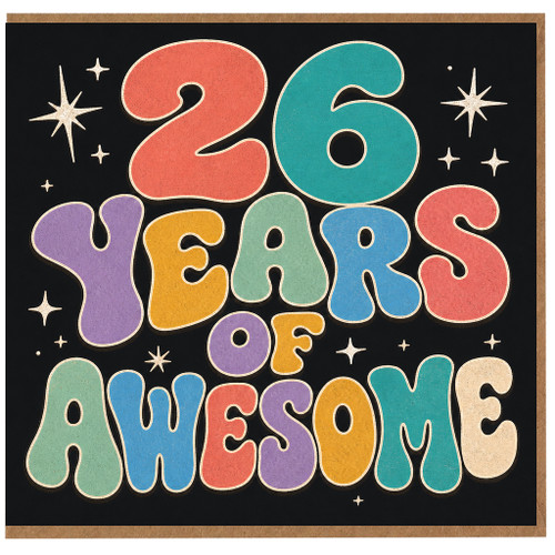 26th Birthday Card, 26 Years of Awesome Retro Colourful Card