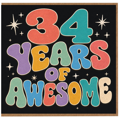34th Birthday Card, 34 Years of Awesome Card