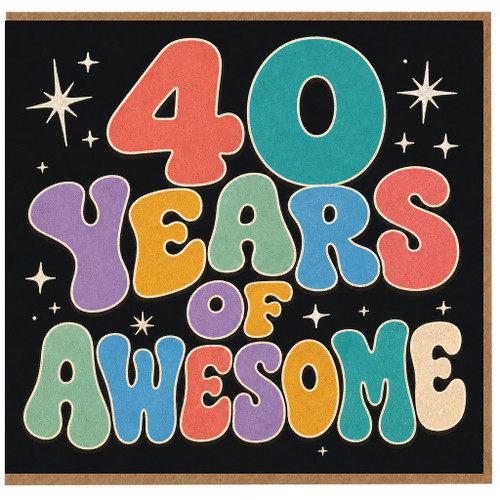 40th Birthday Card, 40 Years of Awesome Retro Style Card