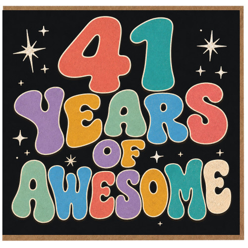 41st Birthday Card, 41 Years of Awesome Retro Colourful Birthday Card